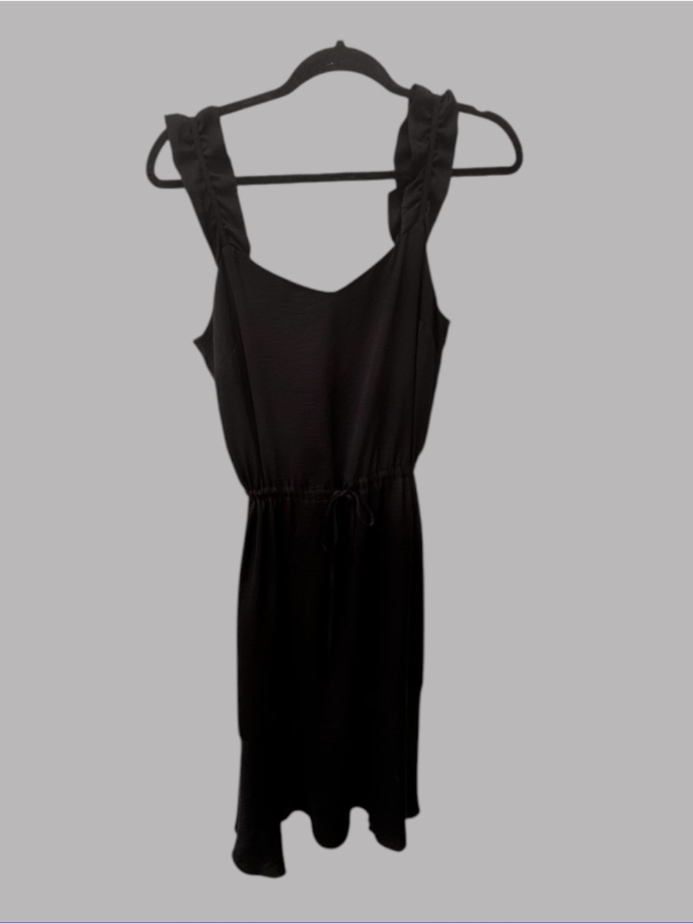 Who What Wear Black Midi Dress with Ruffled Straps